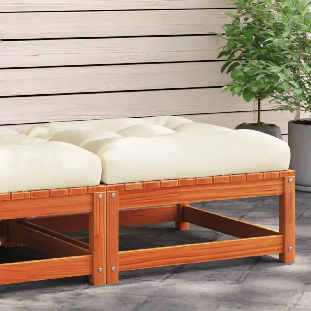 vidaXL Repose pied de Jardin avec Coussin Table Basse Tabouret Meuble de Terrasse Patio Arrière cour Extérieur Bois 838098 - vue 2