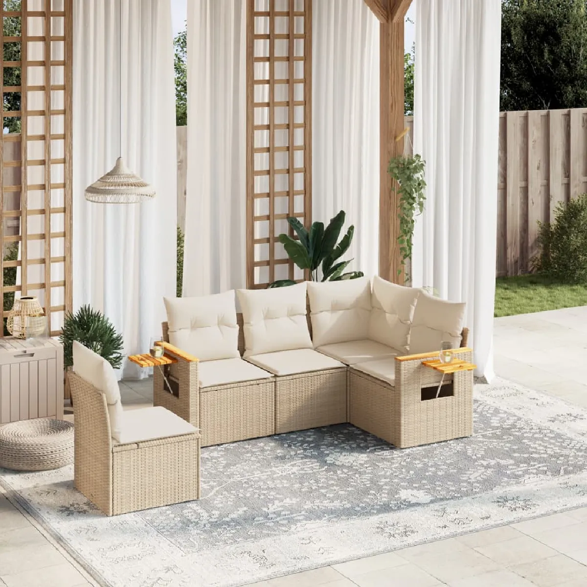 vidaXL Salon de jardin résine tressée - Beige