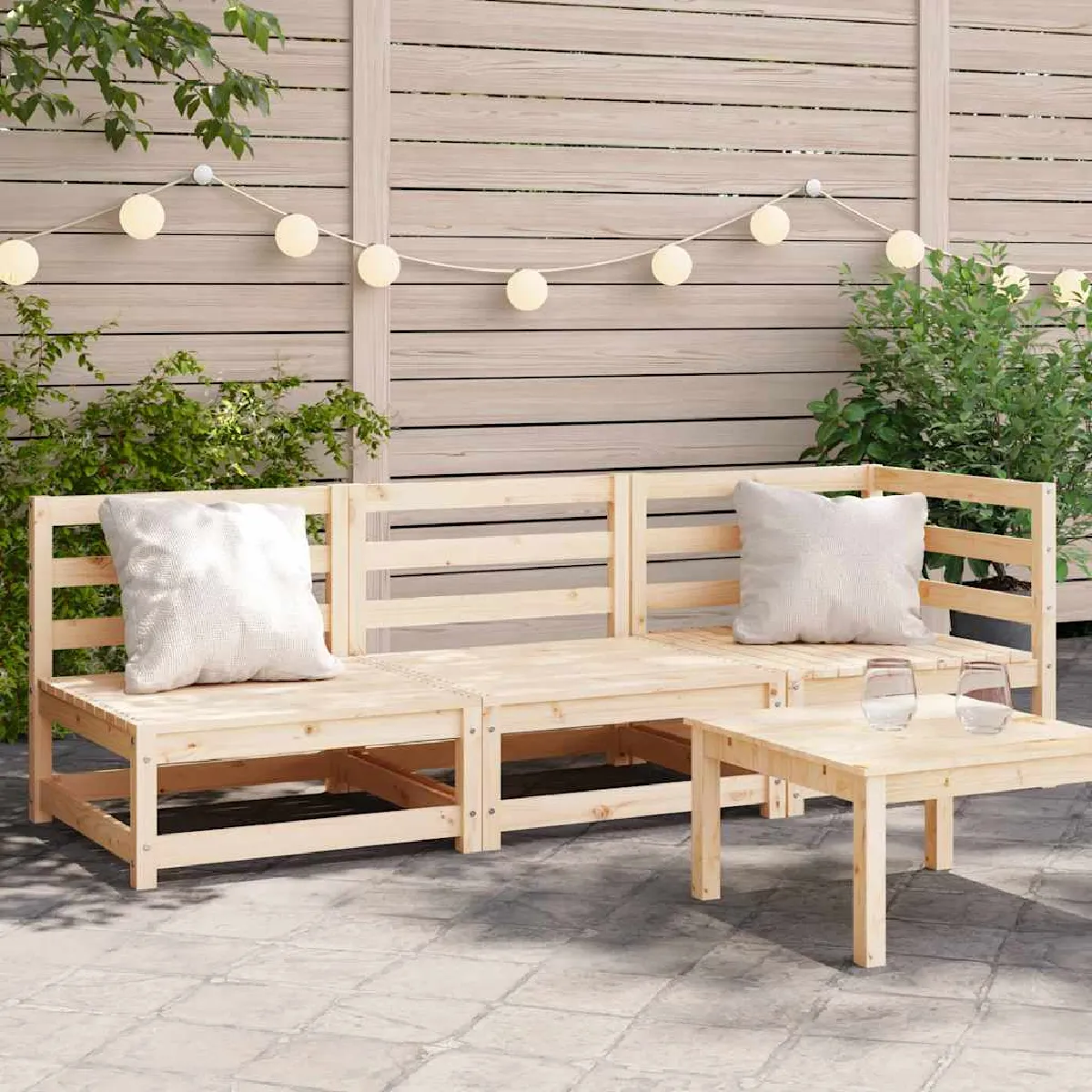 vidaXL Canapé de Jardin 3 Places Siège avec Dossier Meuble de Terrasse Patio Balcon Arrière cour Extérieur Bois de 837949 - vue 5