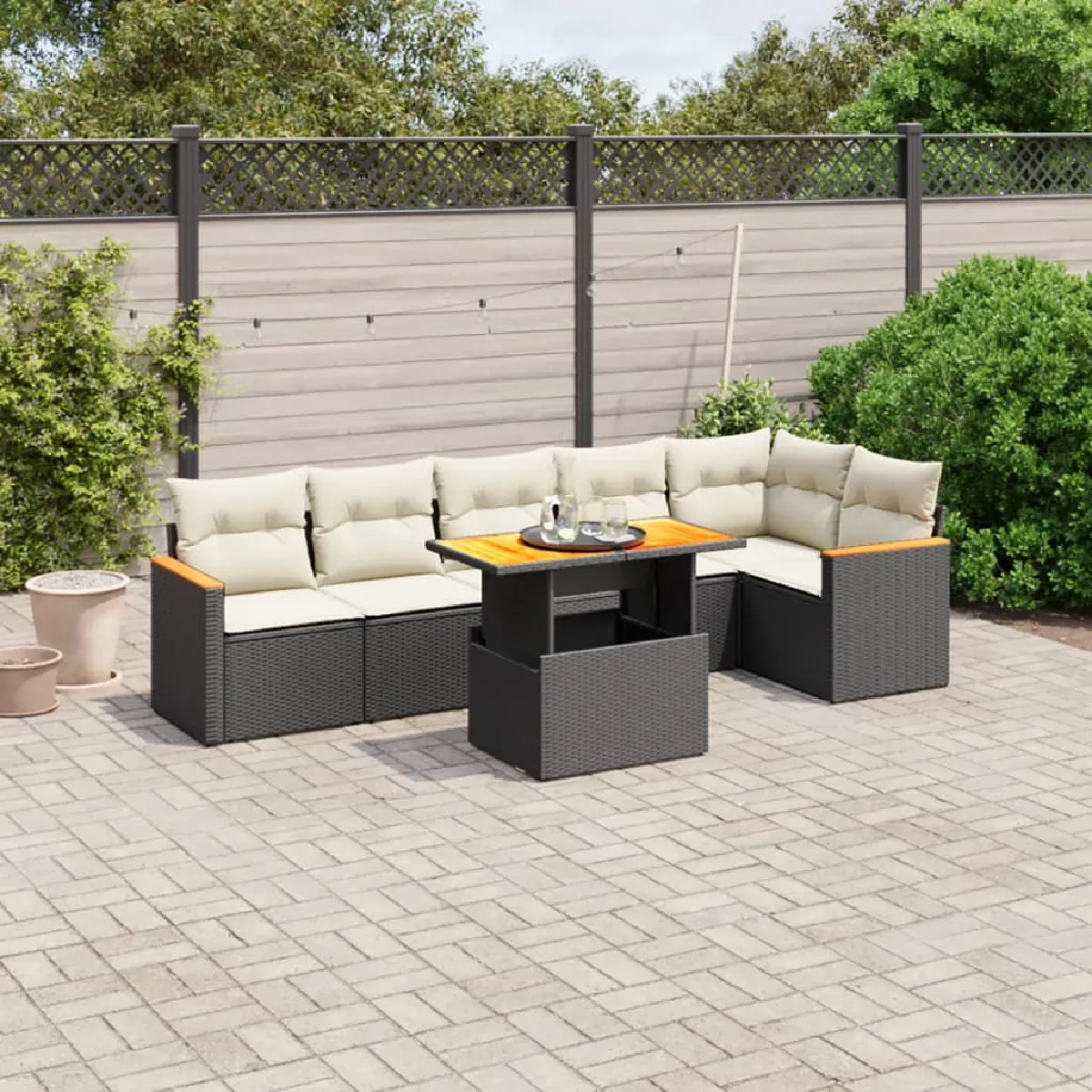 vidaXL Ensemble de jardin 7 pcs avec coussins Résine Tressée - vue 7