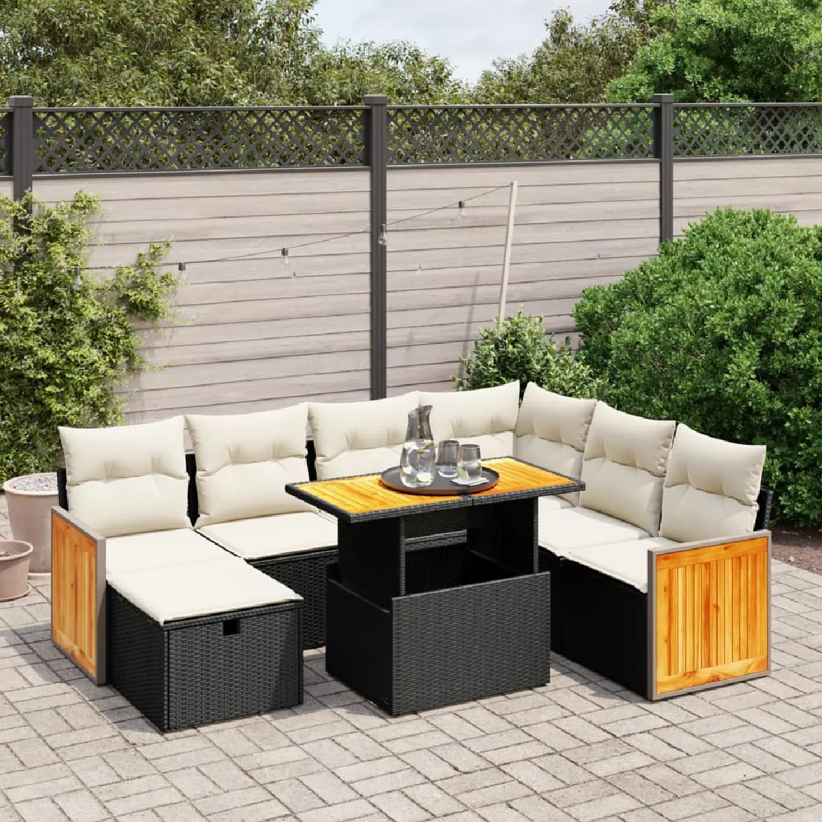 vidaXL Ensemble de jardin 8 pcs avec coussins Résine Tressée - vue 3