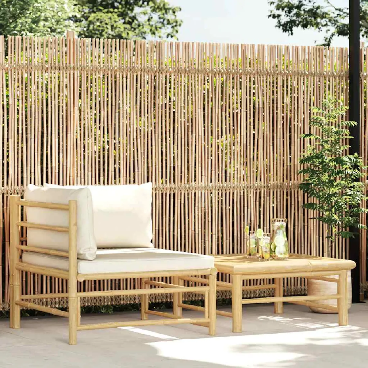 vidaXL Salon de jardin 2 pcs bambou - vue 5