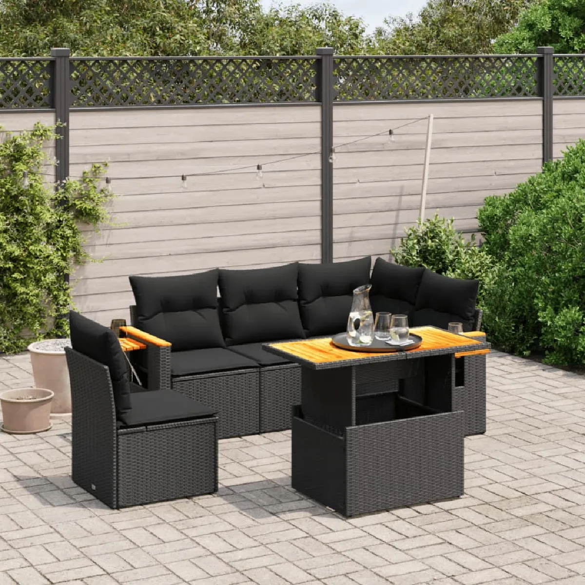 vidaXL Ensemble de Jardin 6 pcs Résine Tressée - vue 2