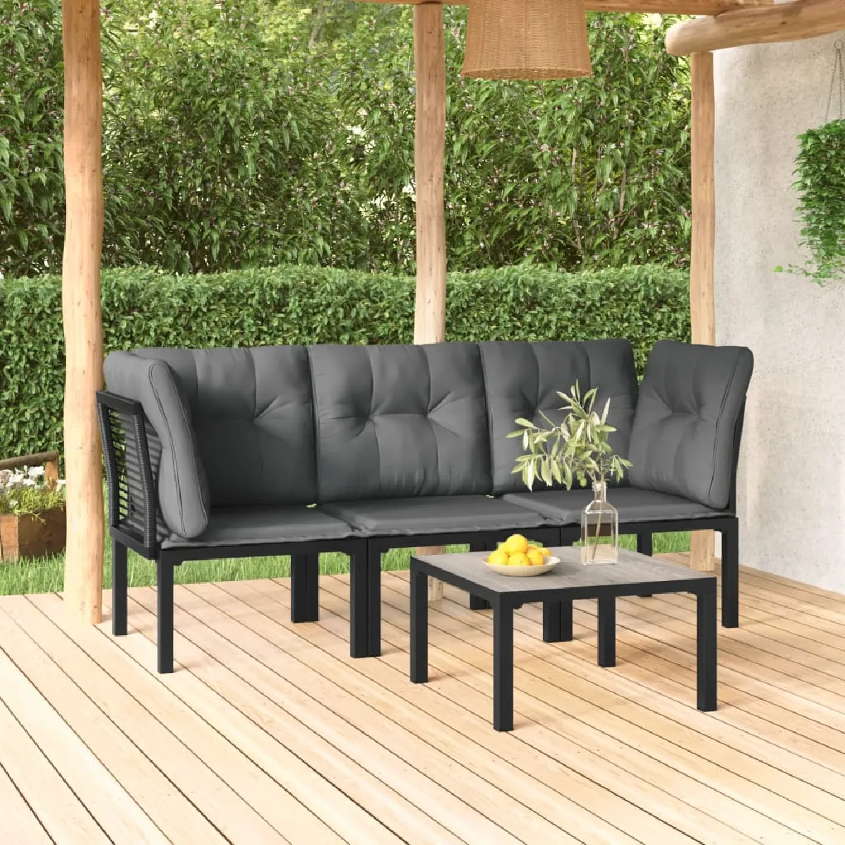 vidaXL Salon de Jardin 4 pcs Ensemble de Meubles de Terrasse Mobilier d'Extérieur Chaise de Patio Moderne et 3187743 - vue 2