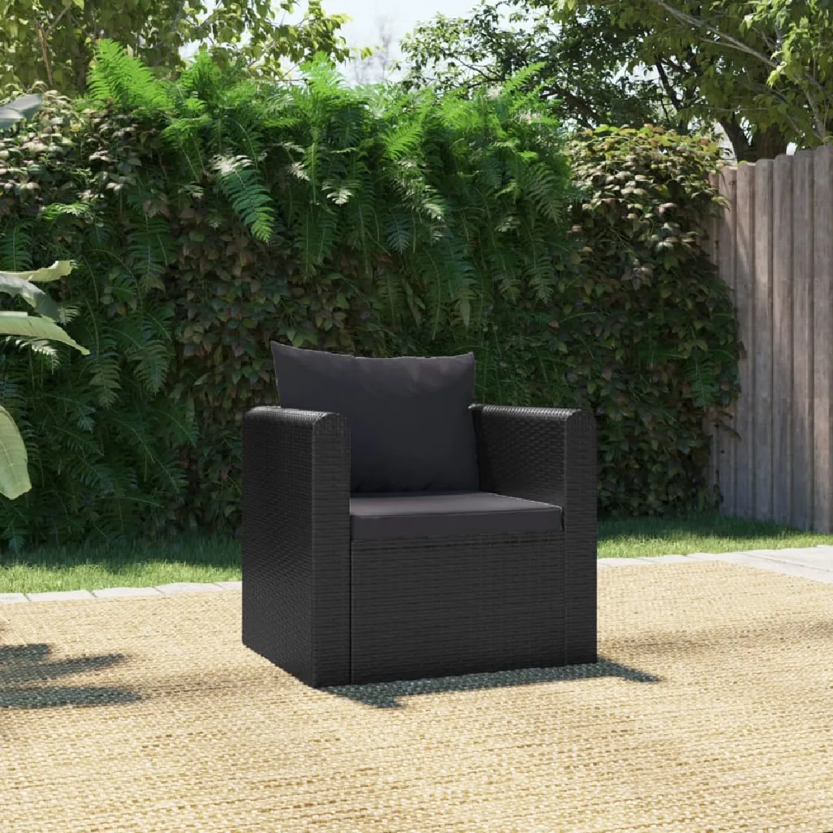 vidaXL Fauteuil de jardin - Noir