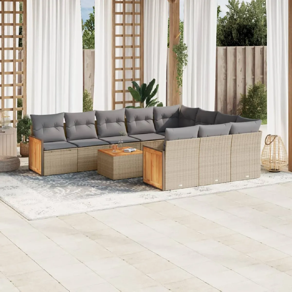 VIDAXL  Salon de jardin 11 pcs - Beige