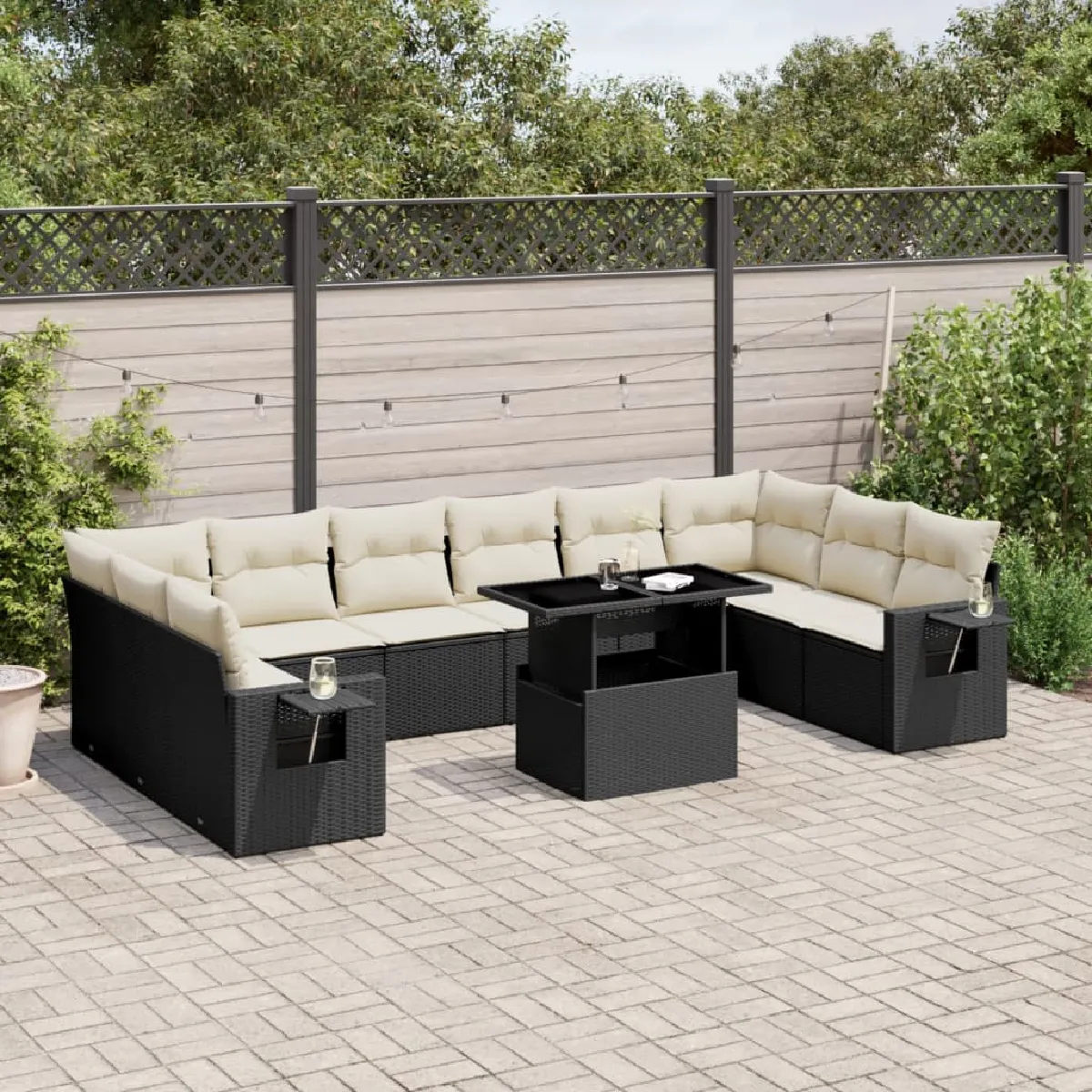 VIDAXL Salon jardin modulaire 11 pcs résine tressée - vue 2