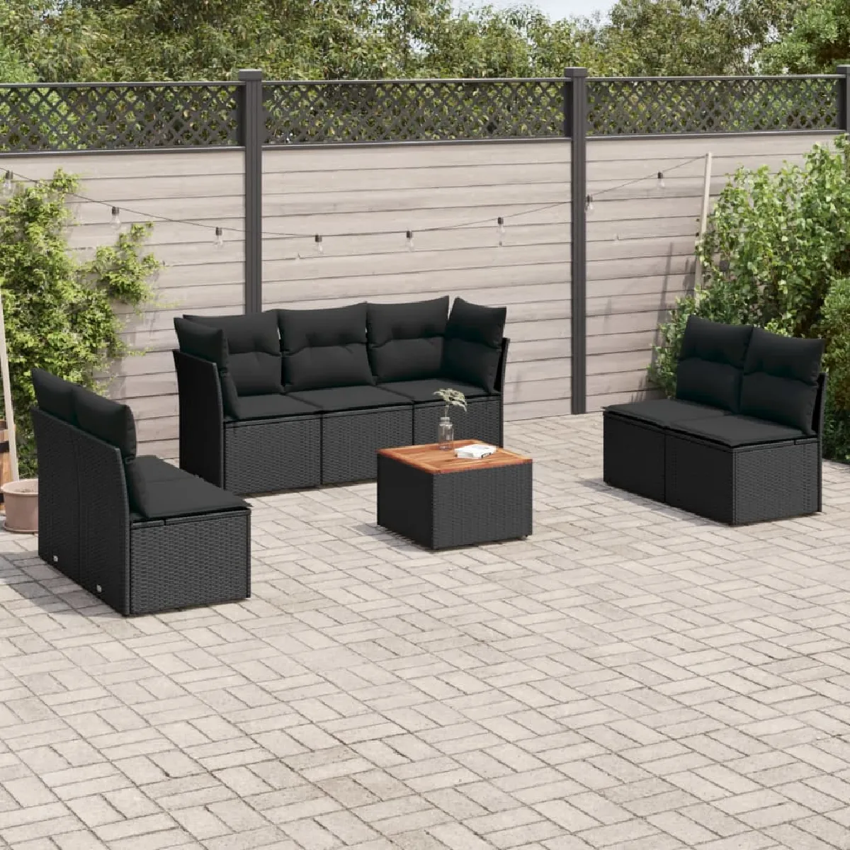 vidaXL Ensemble de jardin 8 pcs avec coussins Résine Tressée - vue 10