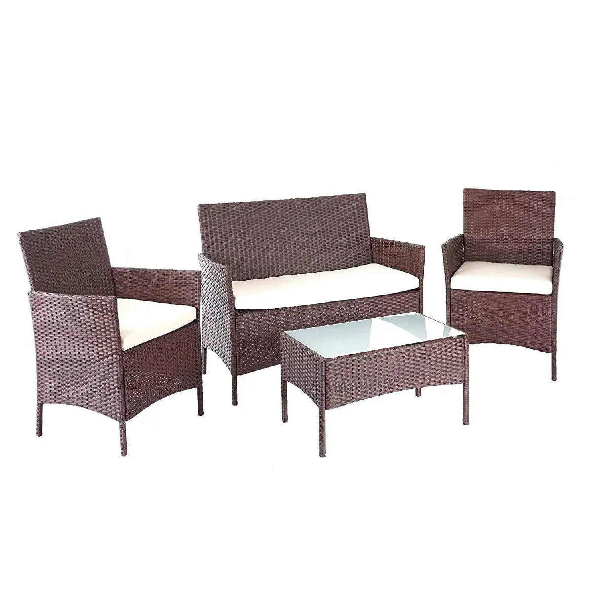 Decoshop26 Salon de jardin poly-rotin - Marron Decoshop26 Salon de jardin poly-rotin - Marron