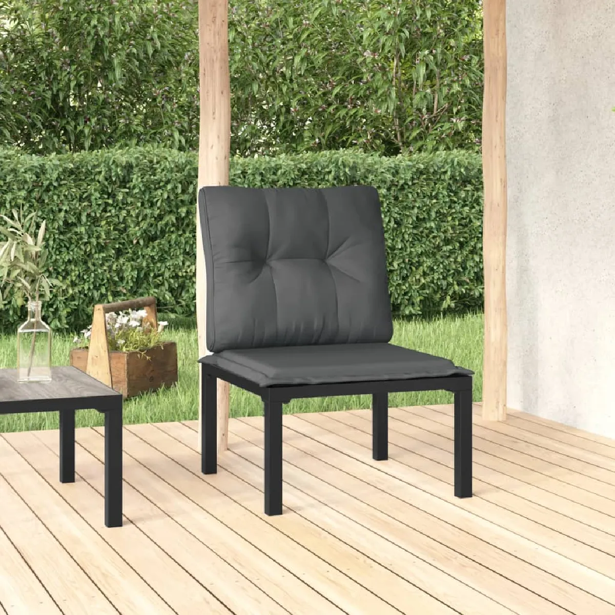 VIDAXL - Fauteuil de jardin - Résine tressée - Noir/Gris - Image 2