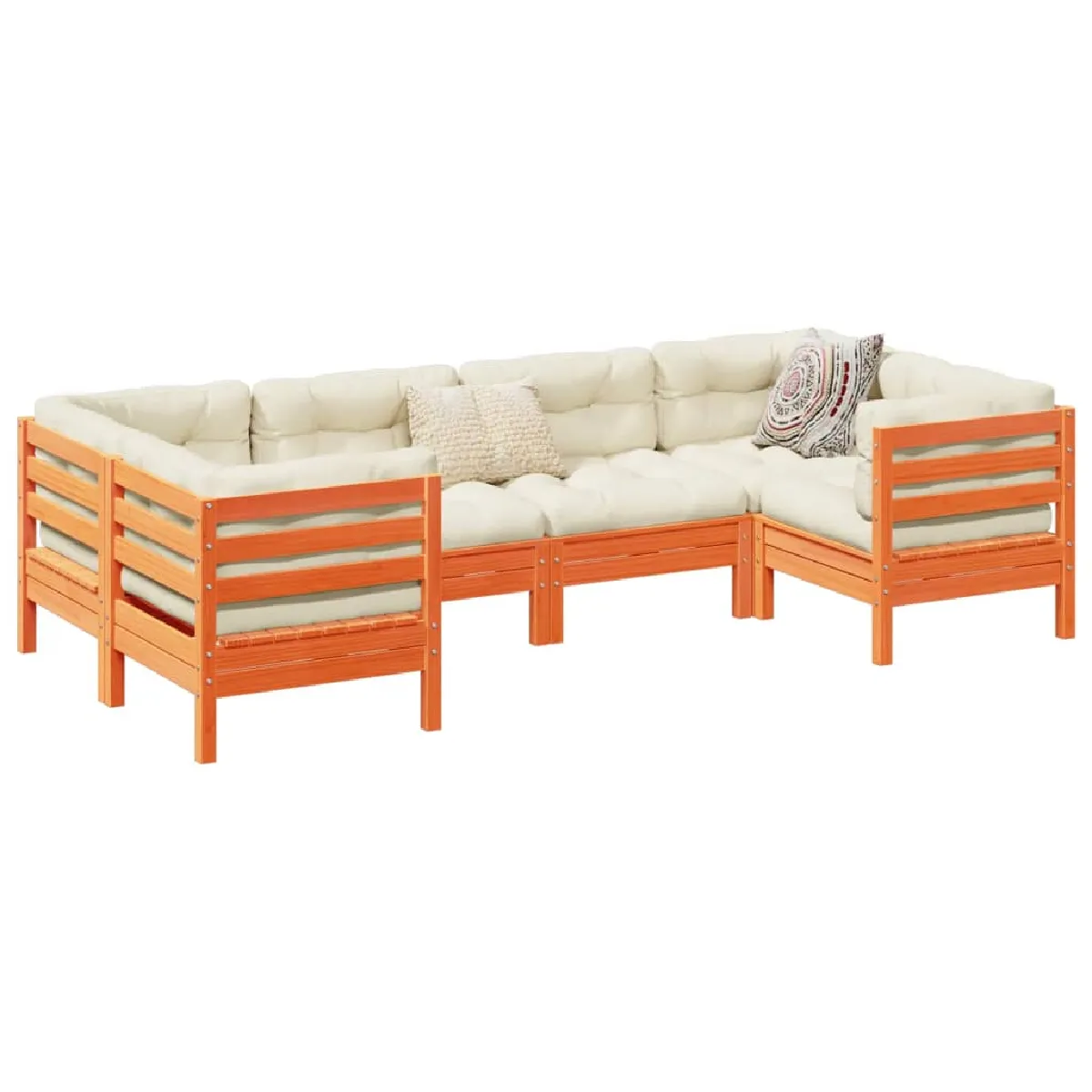 vidaXL Salon de jardin 6 pcs cire bois pin