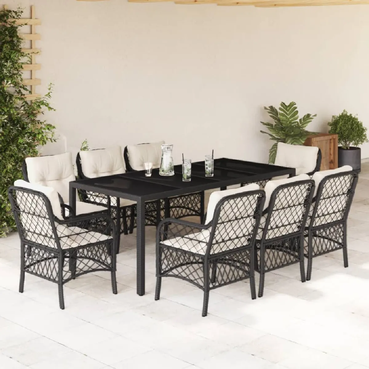 vidaXL - Ensemble à manger de jardin - 9 pièces - Table et chaises - Meubles d'extérieur - Image 3