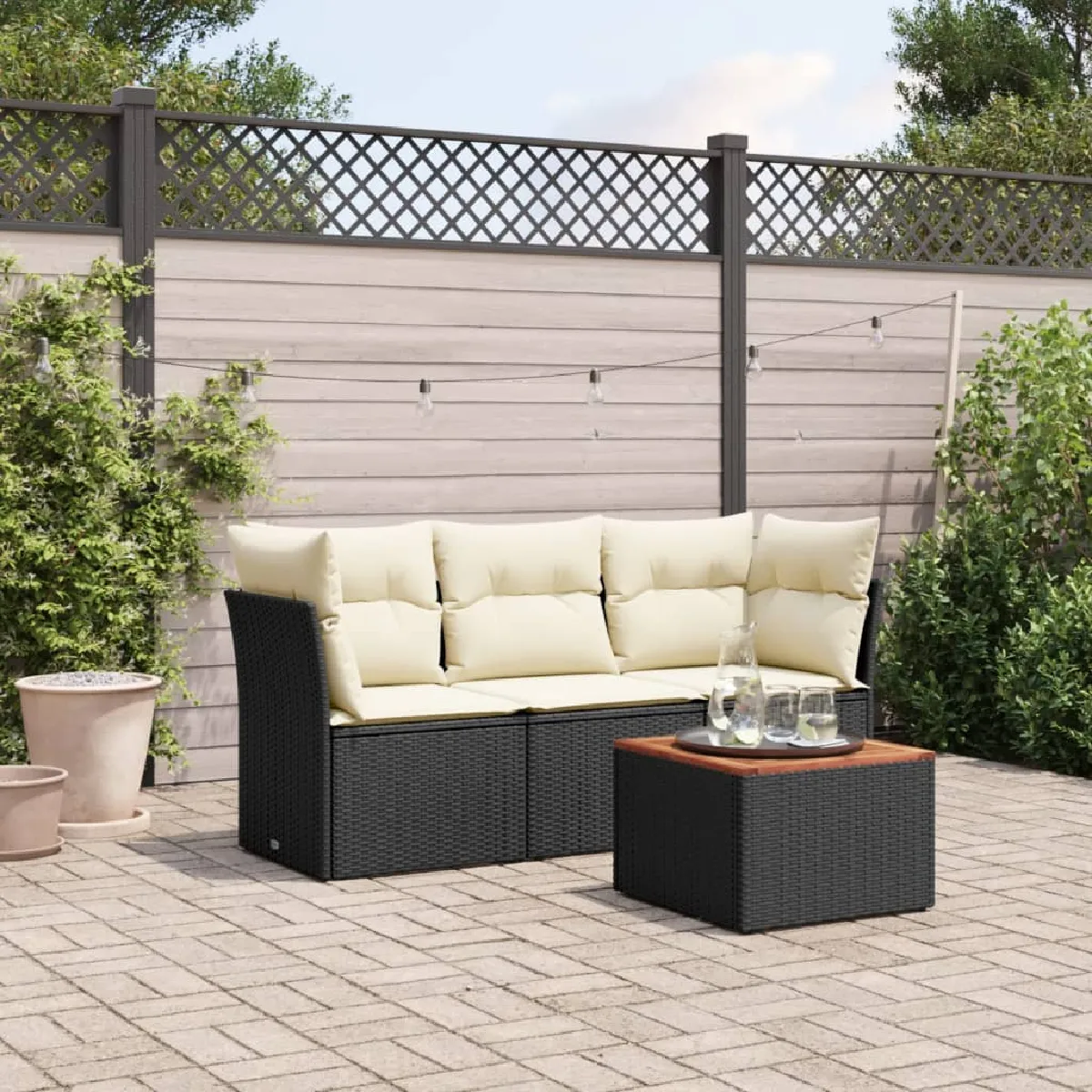 vidaXL Salon de jardin 4 pcs avec coussins Aluminium - vue 6