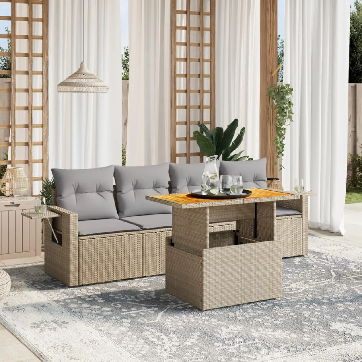 VIDAXL Salon de jardin avec coussins 5 pcs - vue 9
