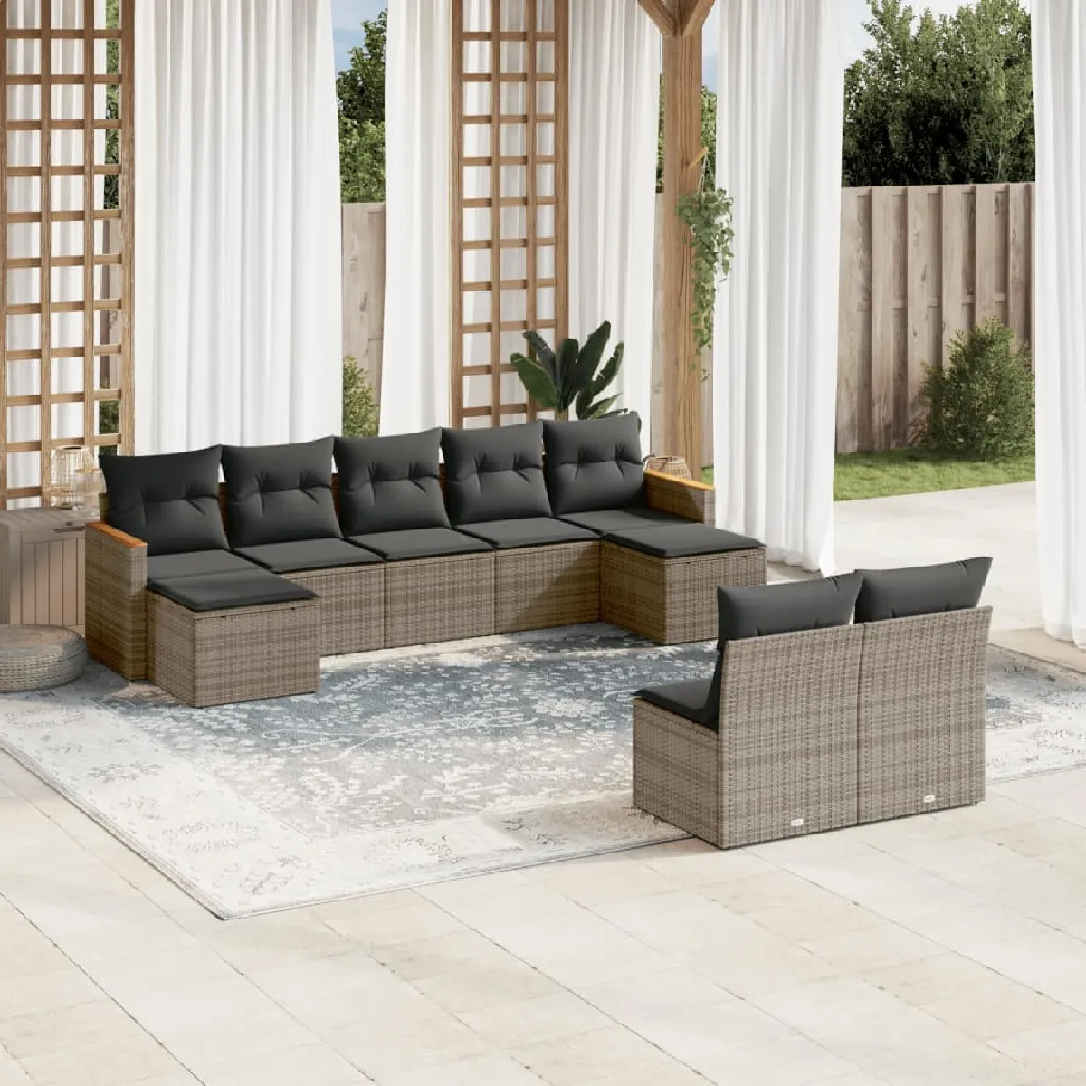VIDA Ensemble Salon de jardin 9 pcs - vue 2