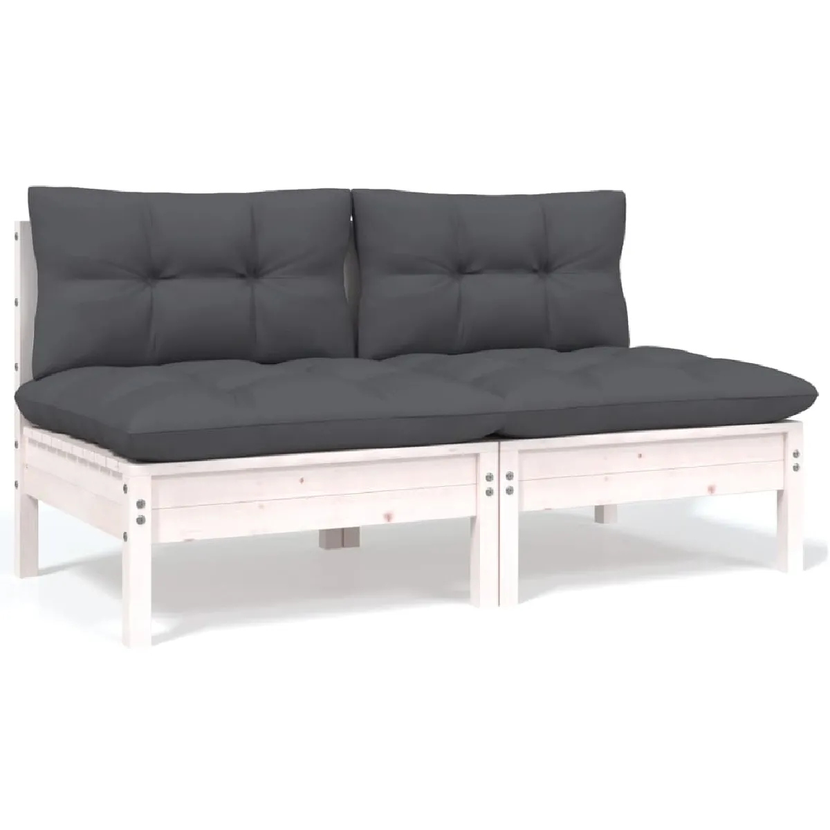 vidaXL Canapé de jardin 2 places blanc bois de pin solide
