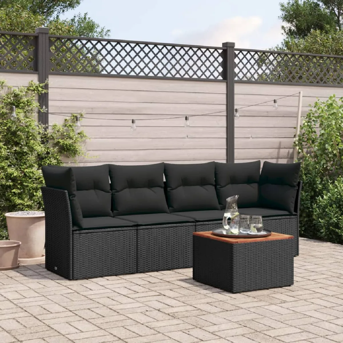 VIDAXL - Salon de jardin modulable - Résine tressée - 4 personnes - Noir - Image 3
