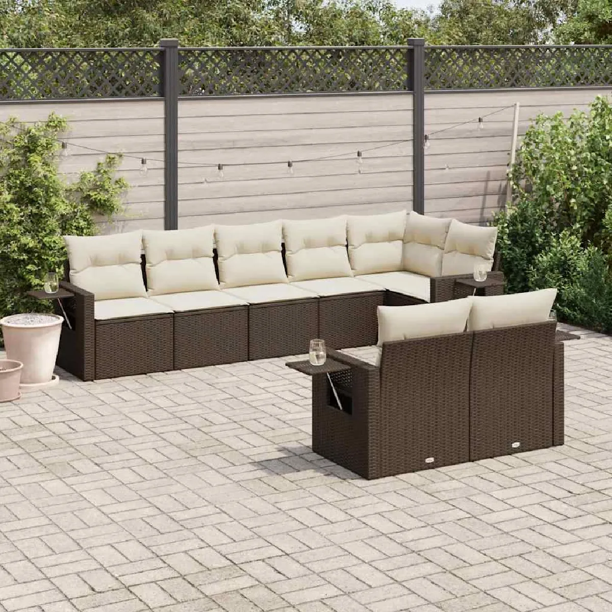 vidaXL Ensemble de jardin 8 pcs Résine tressée - vue 7