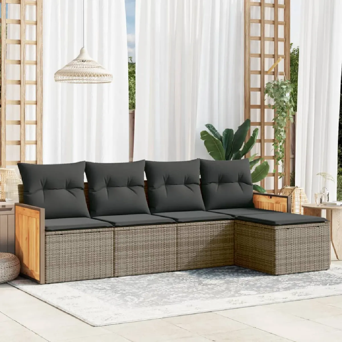 vidaXL Salon de Jardin 5 pcs Rotin - vue 6