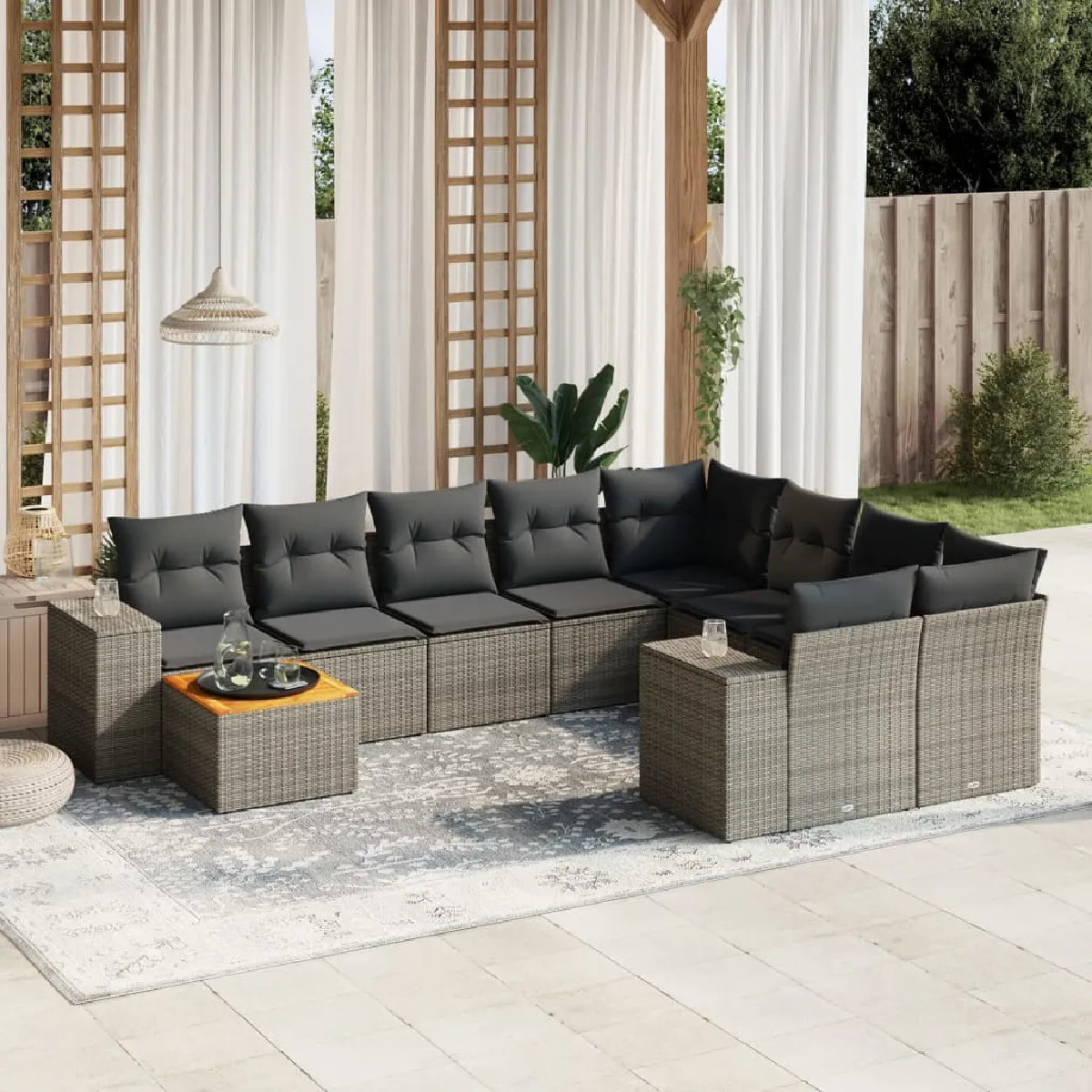 vidaXL 10 pcs salon de jardin résine tressée - vue 3