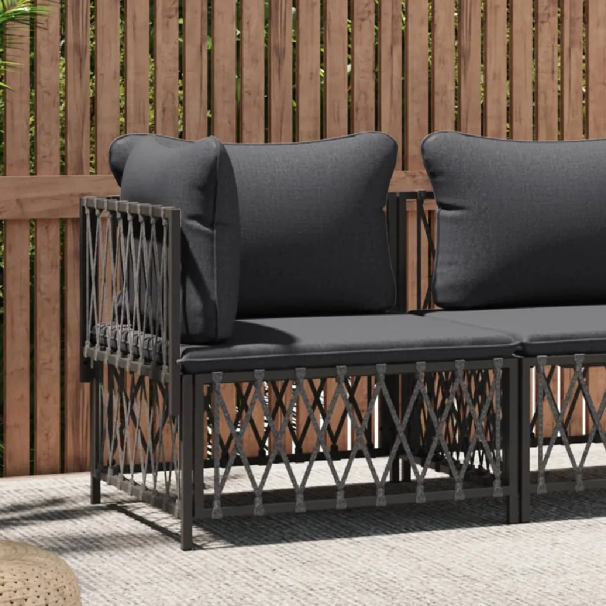 VIDAXL Canapé d'angle de jardin Tissu tissé - vue 2