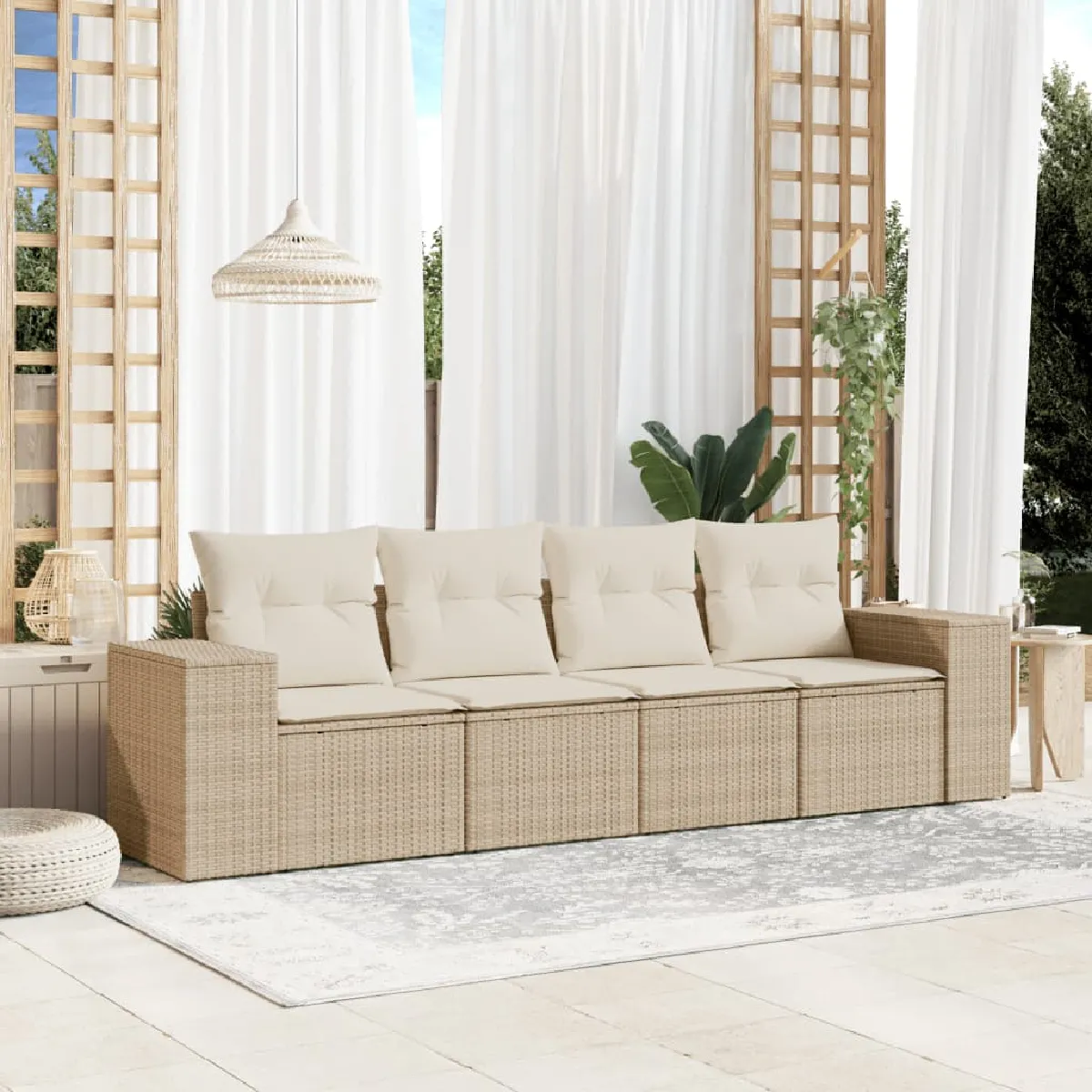 vidaXL - Salon de jardin - Ensemble 4 pièces - Beige - Image 3