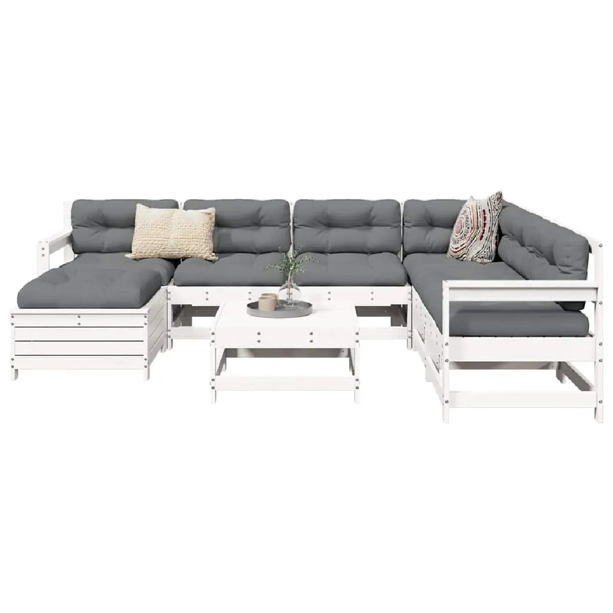 Vidaxl Blanc Salon De Jardin 8 Pcs