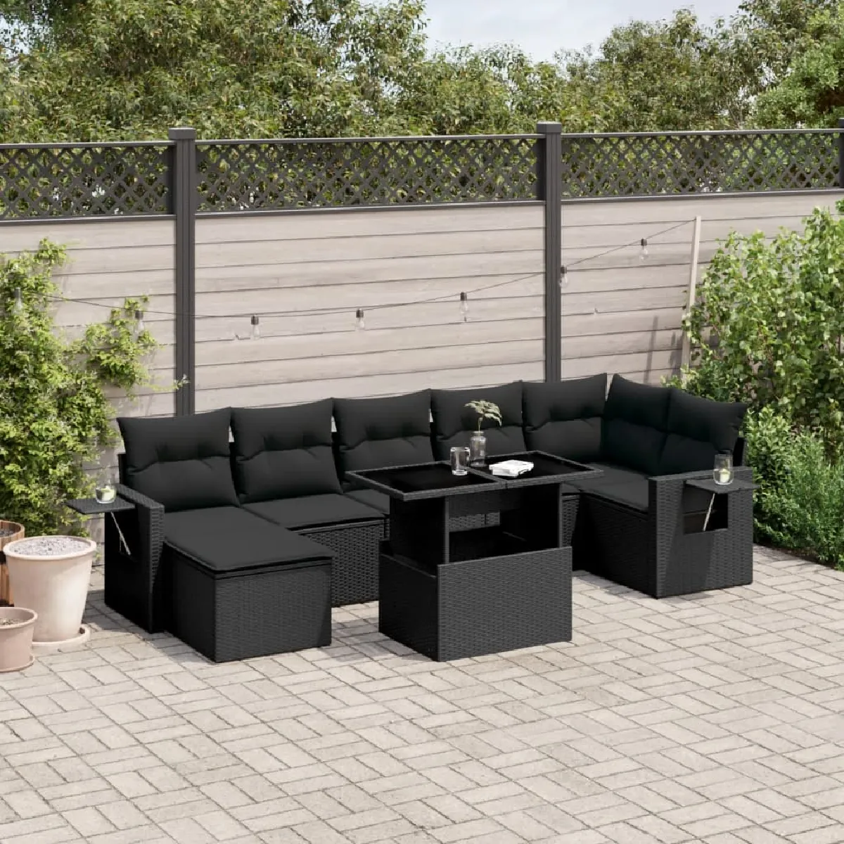 vidaXL Ensemble de jardin 8 pcs avec coussins Résine Tressée - vue 8