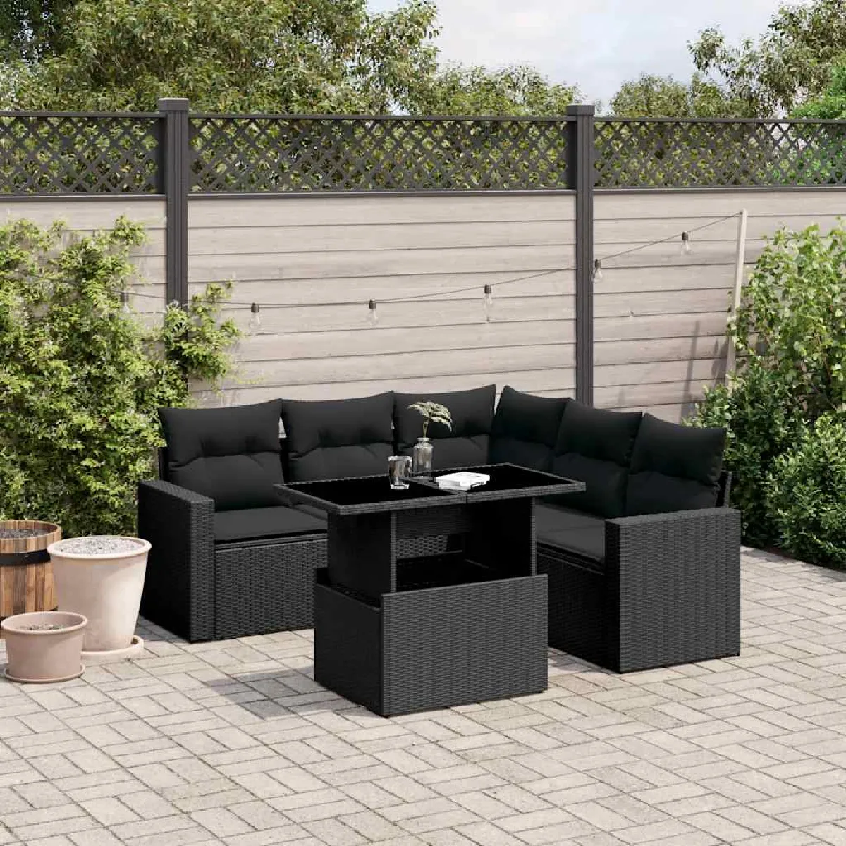 vidaXL Salon de jardin 6pcs résine tressée - vue 7
