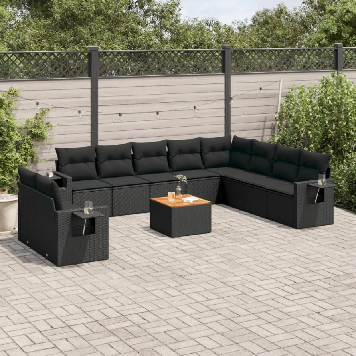 Vidaxl Noir Salon De Jardin 11 Pcs