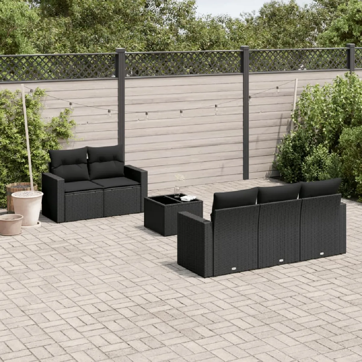 Non Communiqué Noir Salon De Jardin Modulable Vidaxl Resine Tressee 6 Pieces 62 X 55 X 69 Cm 5 Personnes - Image 3