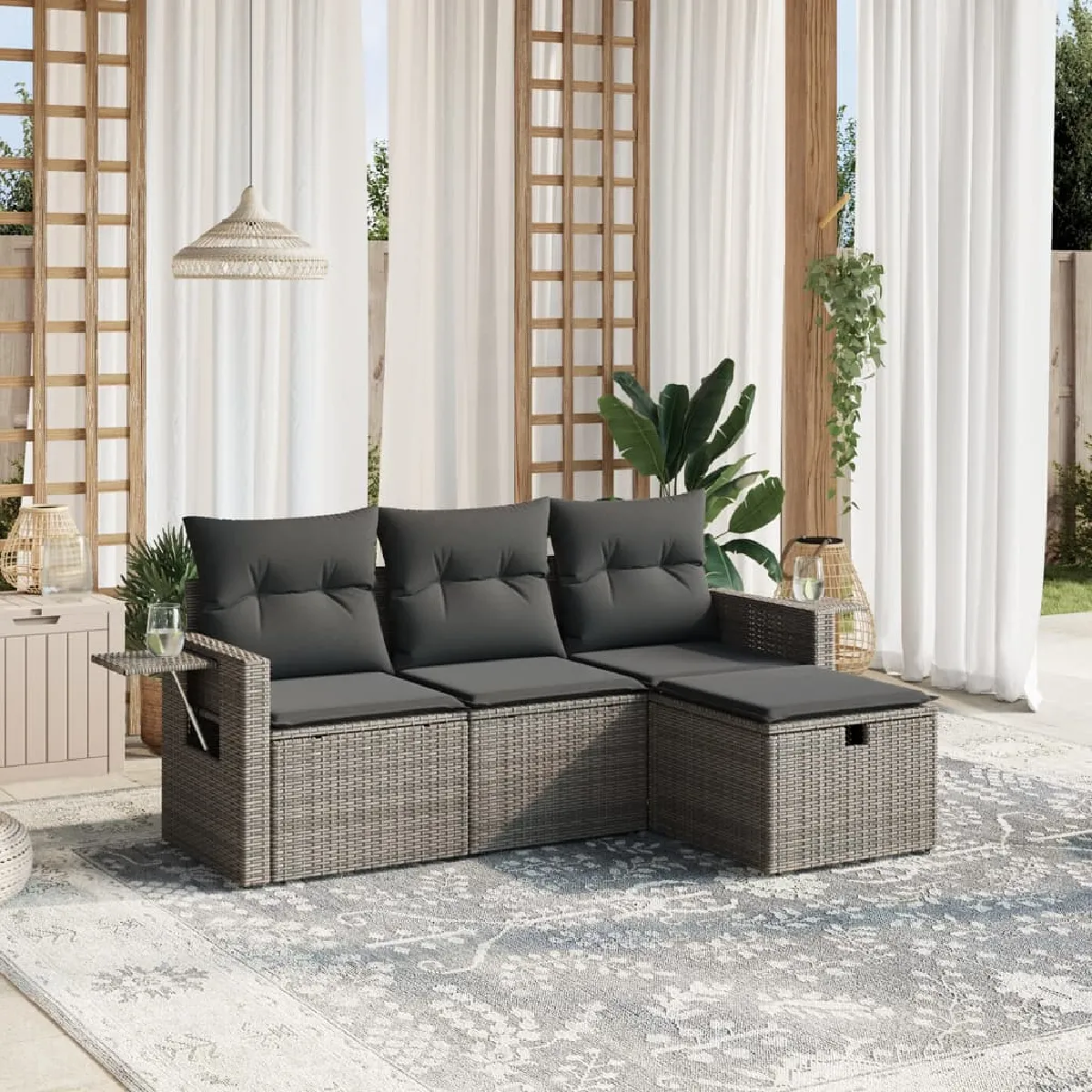 Salon de jardin vidaXL 4 pcs avec coussins - vue 2