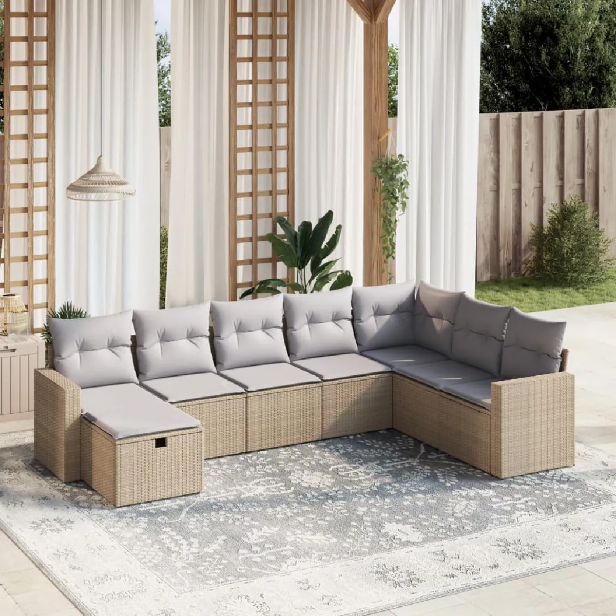 VIDAXL Salon de jardin 8 pcs Mélange - vue 3
