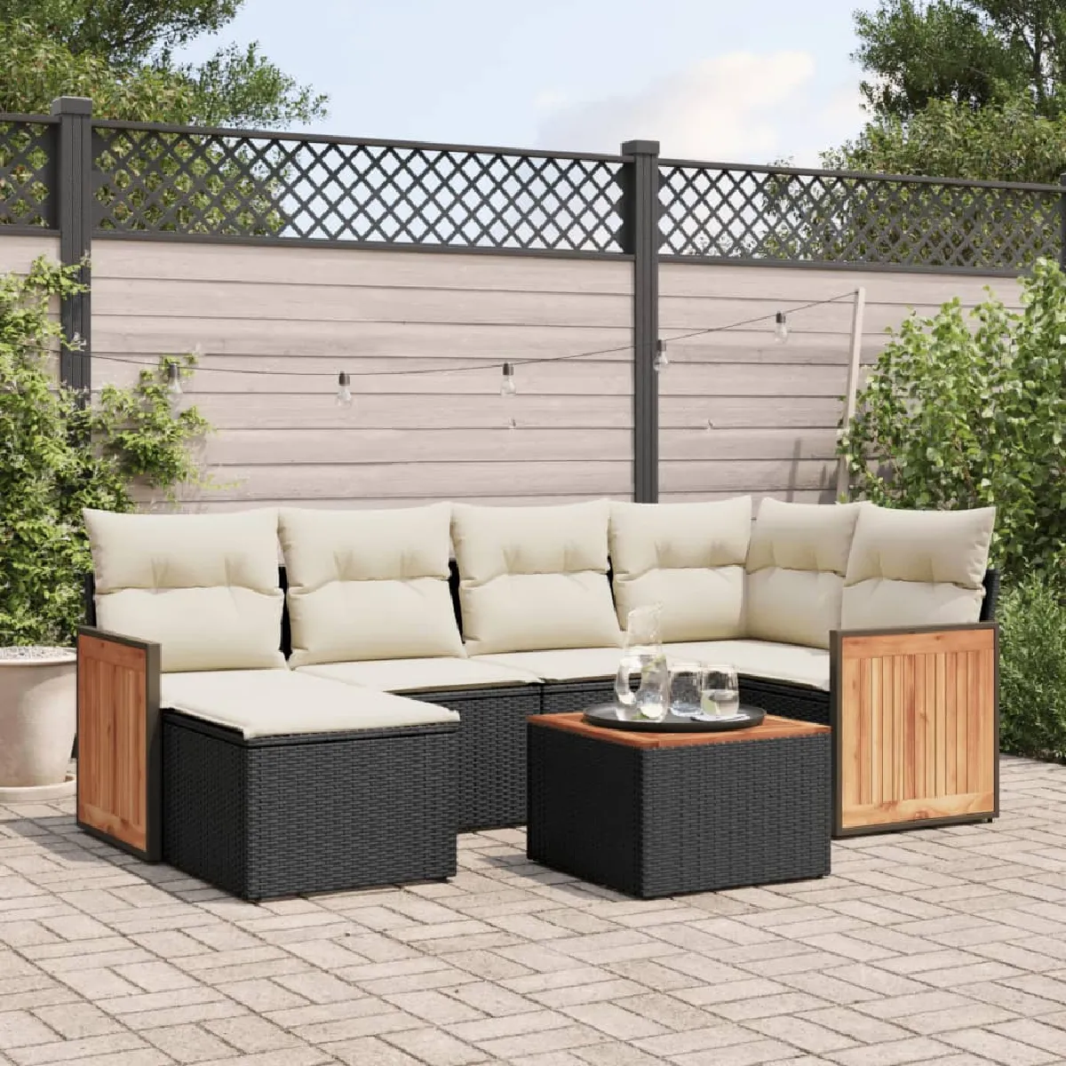 VIDAXL - Salon de jardin modulable - 7 pièces - Noir - Image 3
