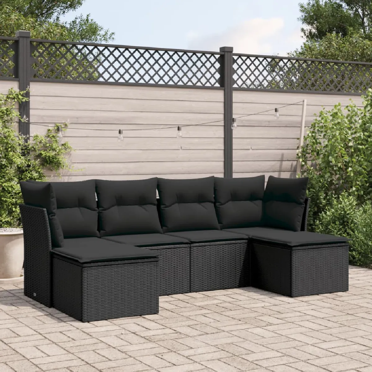 Non Communiqué Noir Vidaxl Salon De Jardin Modulable Résine Tressée 6 Personnes - Lot De 6 Pièces - Image 2