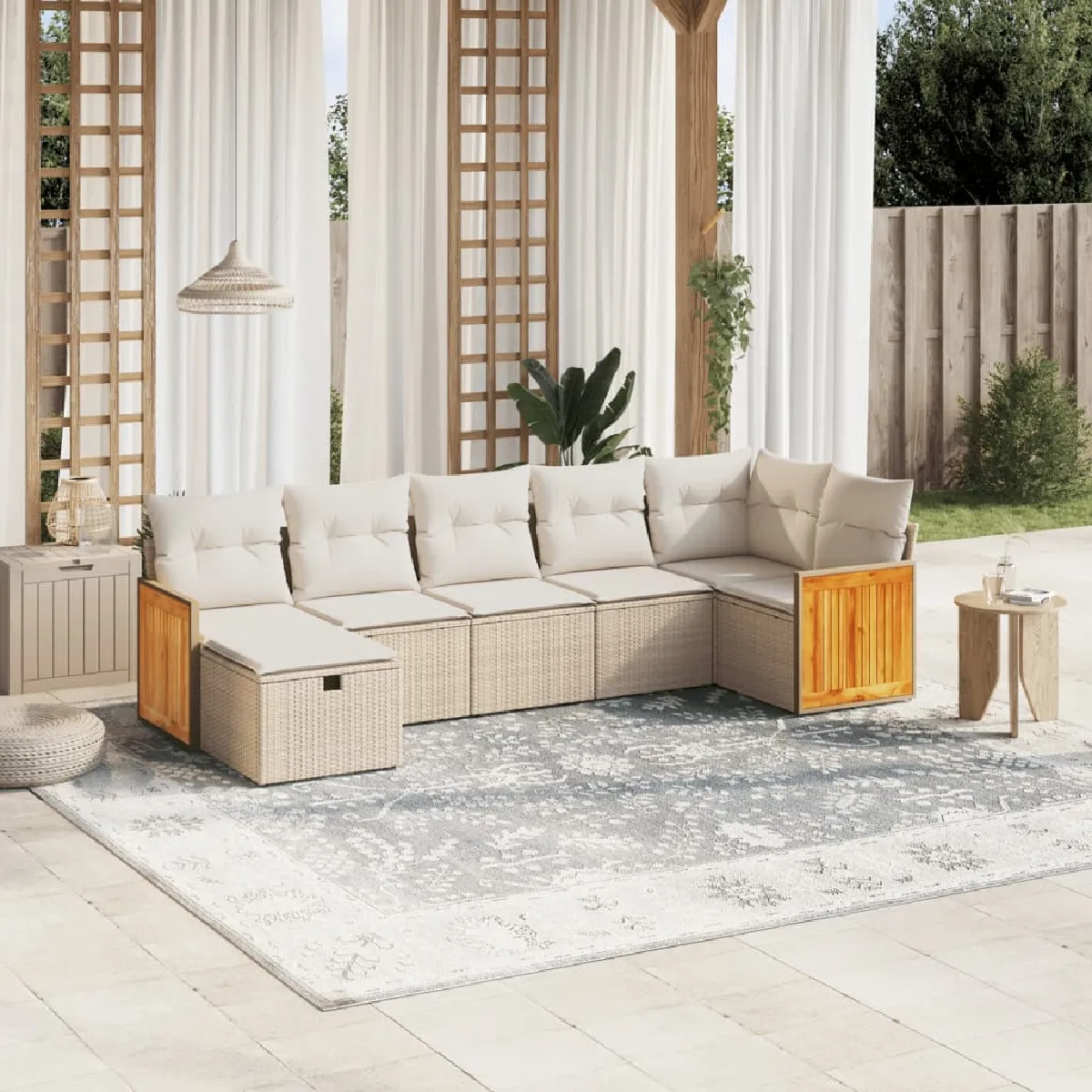 vidaXL Ensemble salon de jardin 7 pcs avec coussins Résine tressée - vue 3