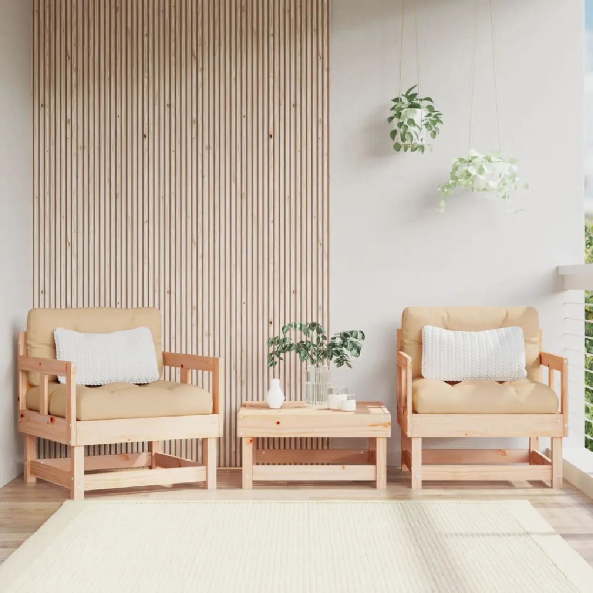 vidaXL Chaises de jardin 2 pcs - Bois massif de pin