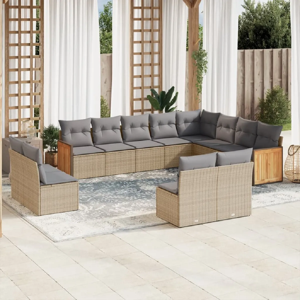 VIDAXL  Salon de jardin 12 pcs - Beige