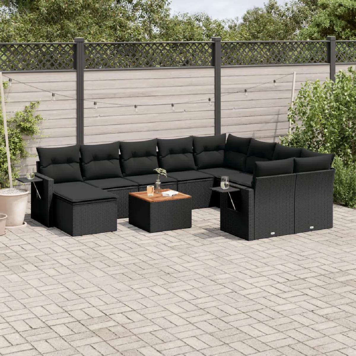 VIDAXL Salon de jardin avec coussins 11 pcs