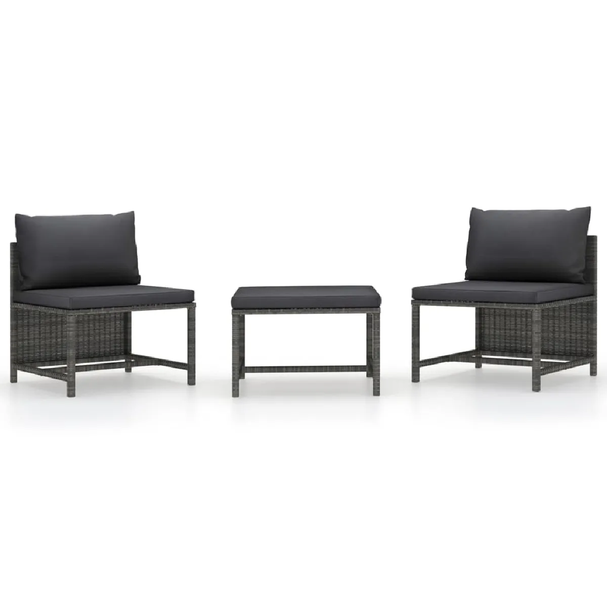 VIDAXL Salon de jardin 3 pcs - Gris