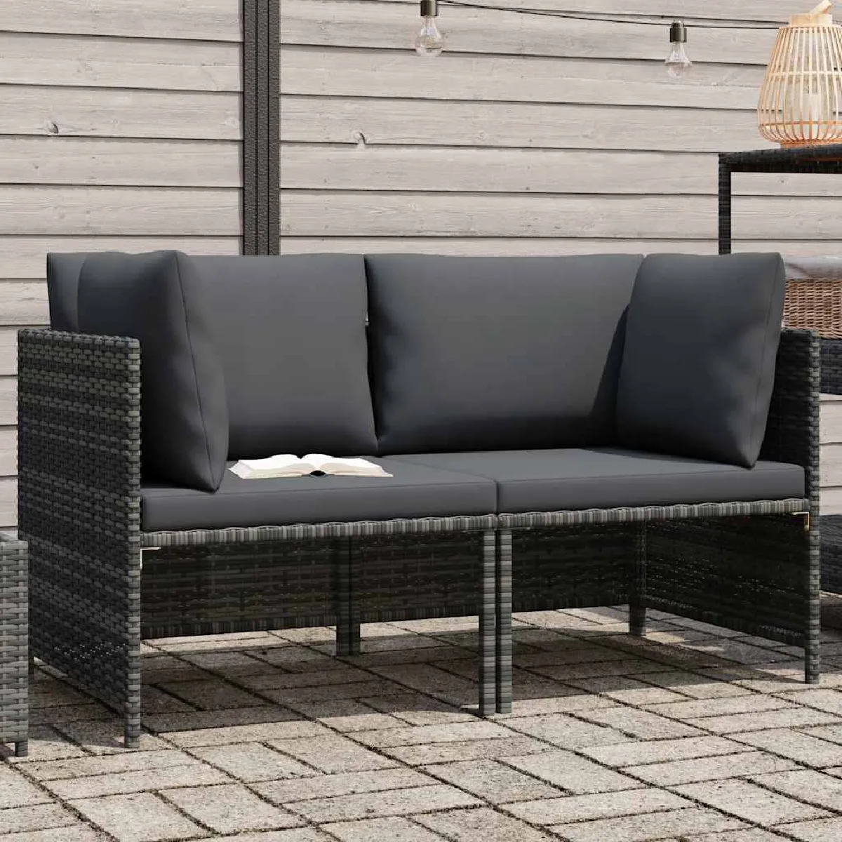 Vidaxl Gris Canapé De Jardin 2 Places