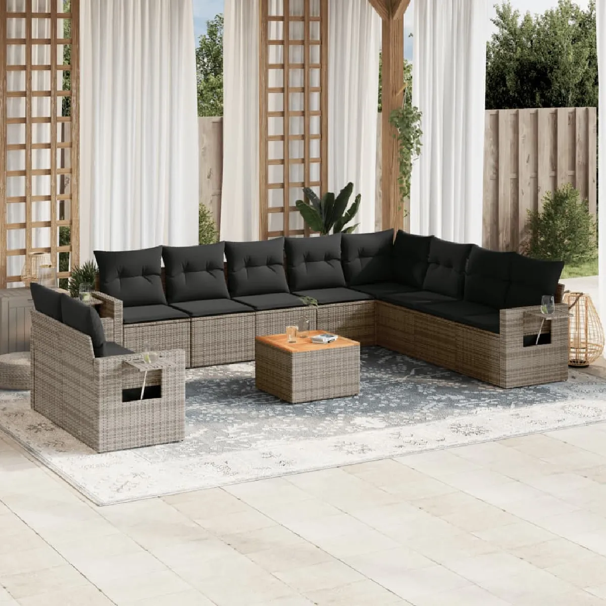 VIDAXL  Salon de jardin 11 pcs - Gris