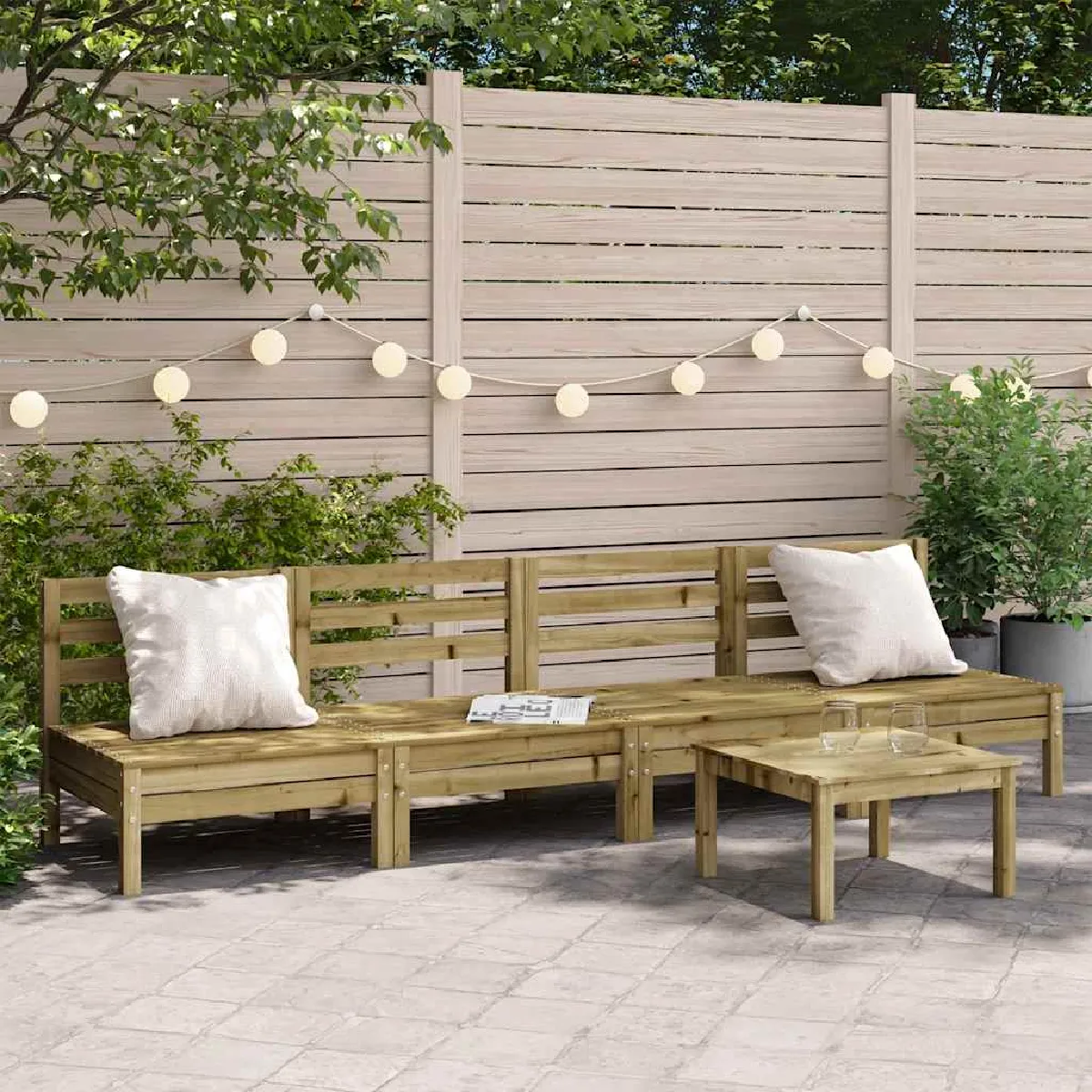 VIDAXL Canapés de jardin 4 pcs Bois de pin - vue 3