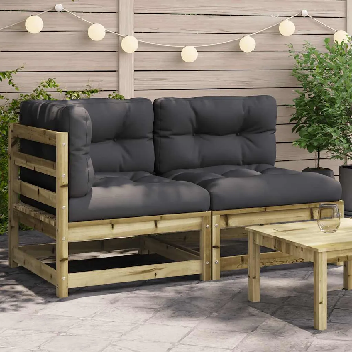 vidaXL Canapé de Jardin Bois de Pin - vue 2