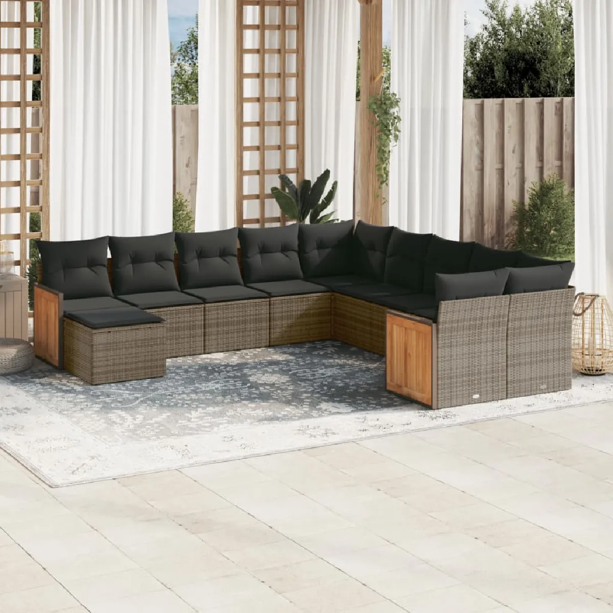 VIDAXL  Salon de jardin 11 pcs - Gris