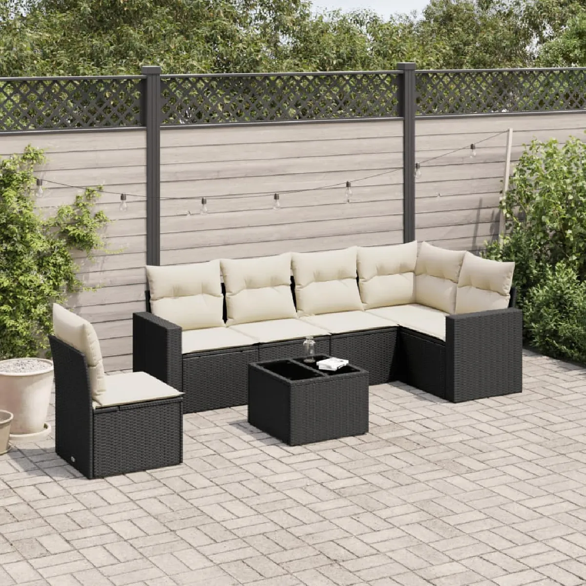 vidaXL Ensemble de jardin 7 pcs avec coussins Résine Tressée - vue 8