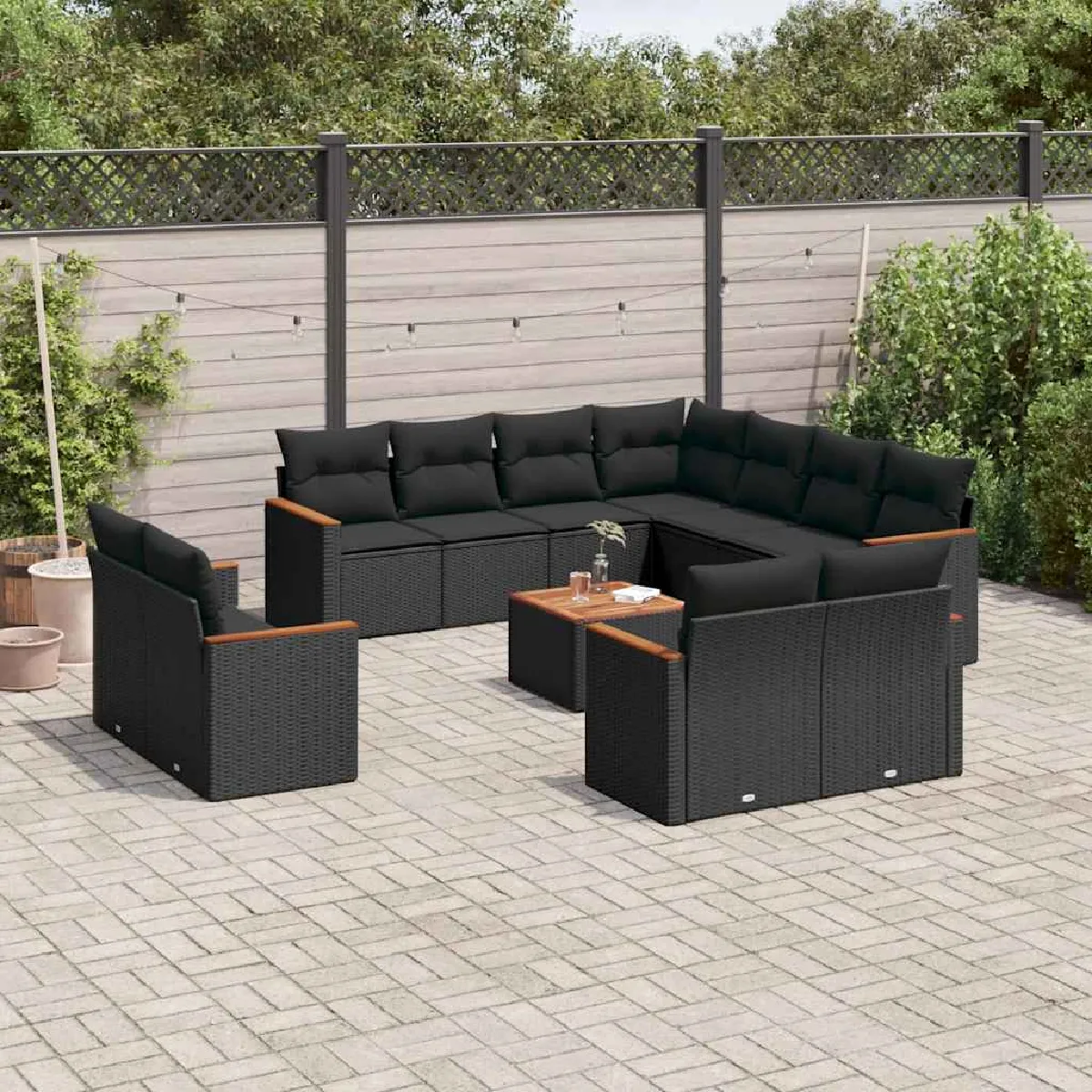 VIDAXL  Salon de jardin 12 pcs - Noir