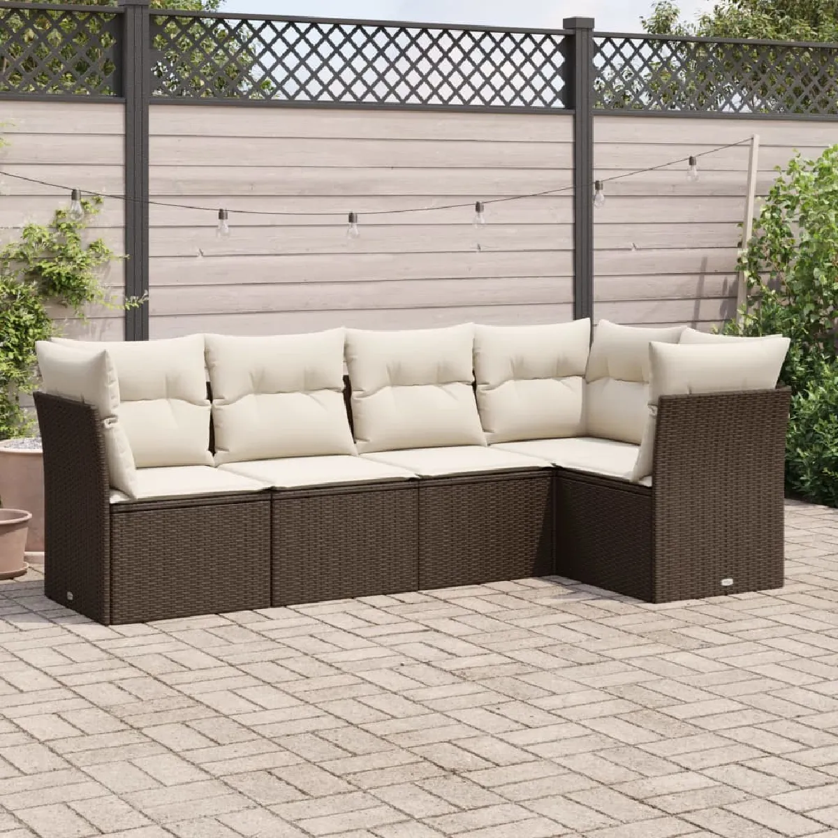 vidaXL Salon de jardin avec coussins 5 pcs résine tressée - vue 2