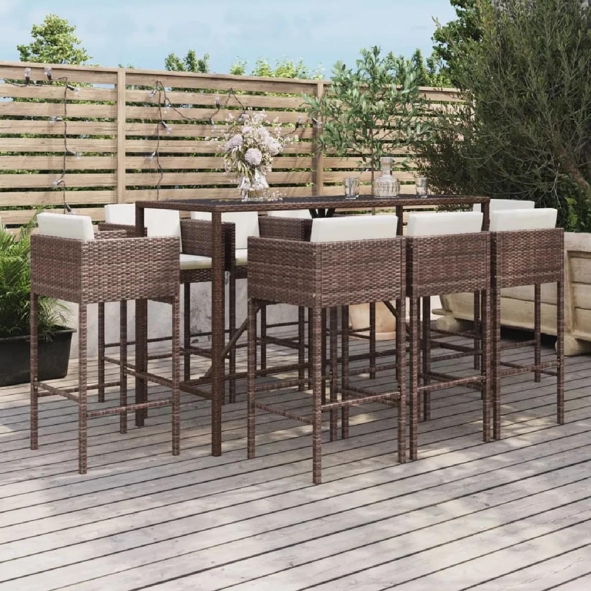 vidaXL Ensemble de bar de jardin 9 pcs poly rotin - vue 2