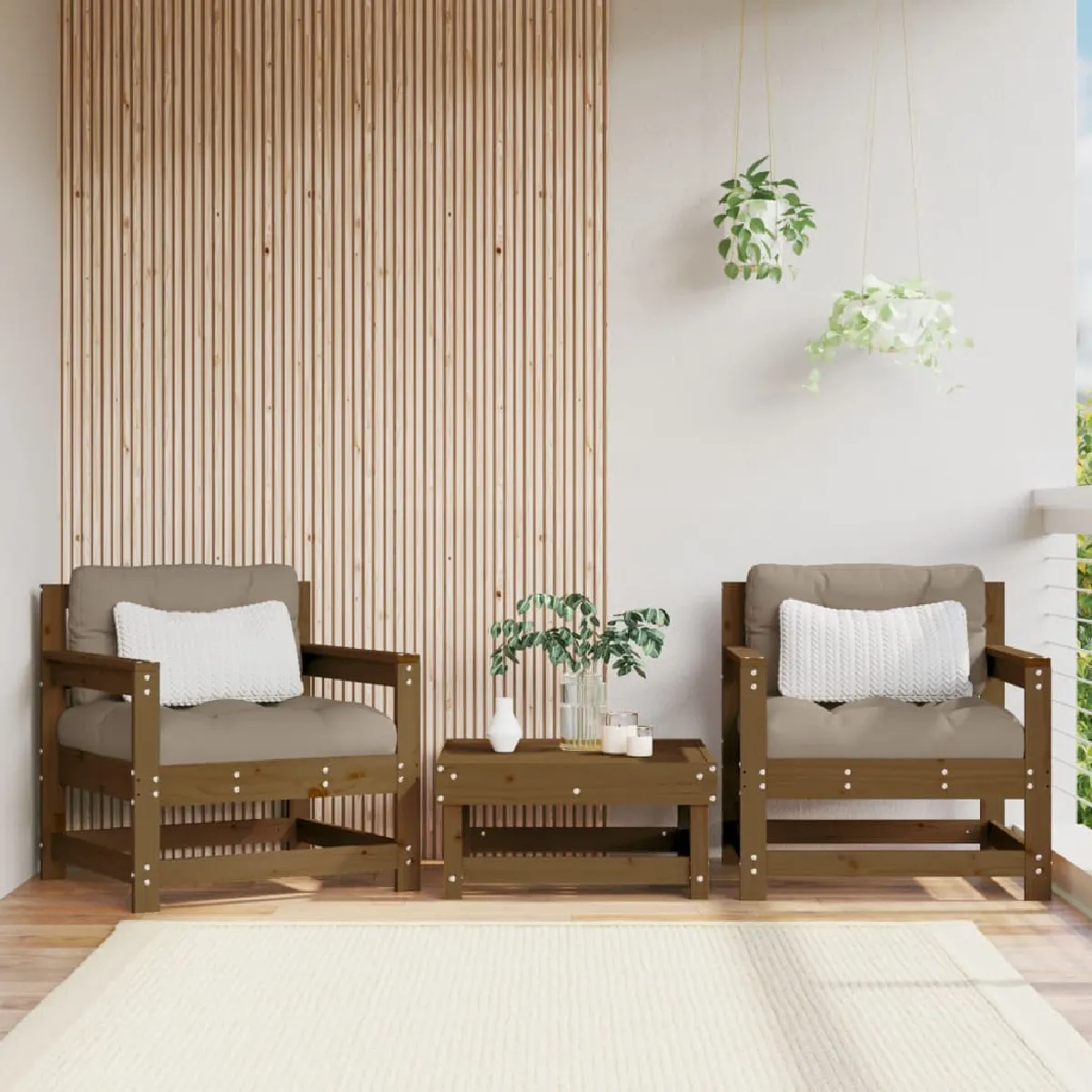 vidaXL Chaises de jardin 2 pcs miel